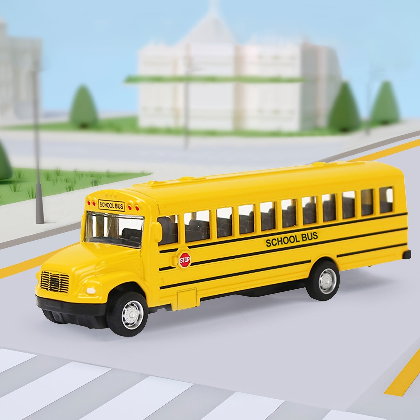 1/64 die-casting alloy school bus inertia car model tension car