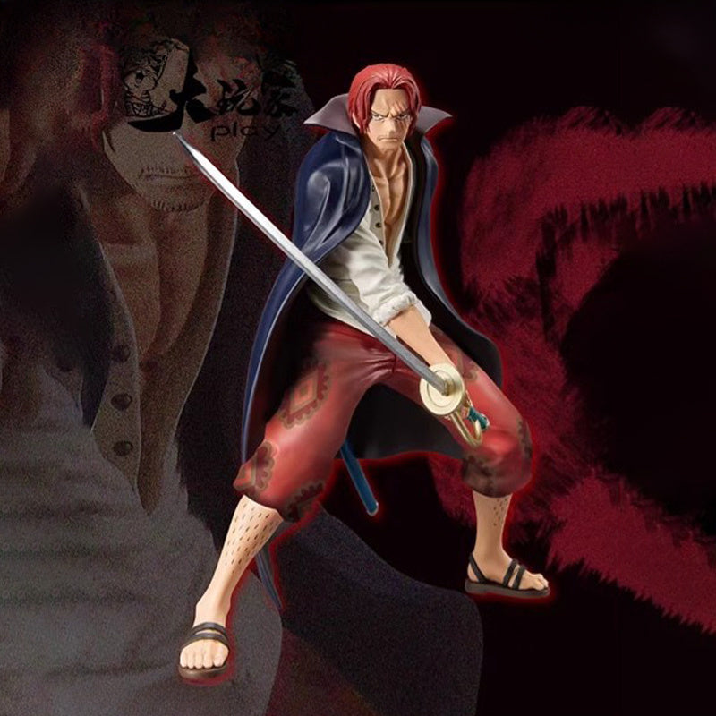 Bandai One Piece Zoro Red-Haired Anime Figure - PVC Desk Decor Gift