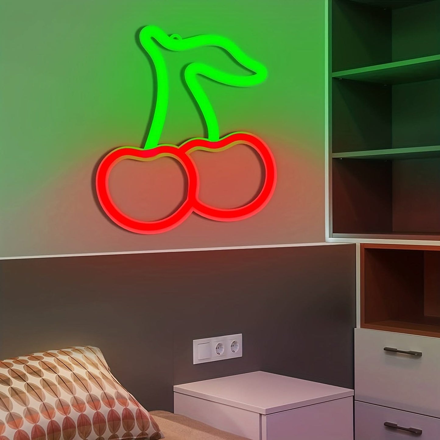 Cherry Neon Sign – Bright USB LED Wall Light for Bedroom and Party Decor