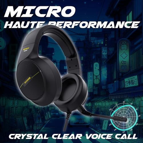 AKUMA SEINEN H02 - Casque Gaming avec Basses Profondes, Noir