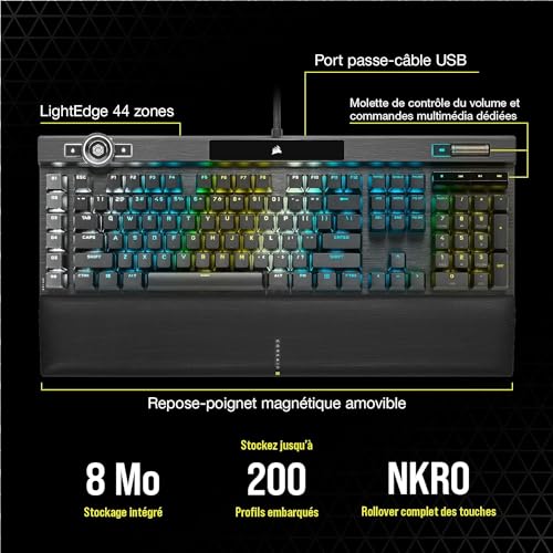 Corsair K100 RGB Clavier Gaming - Switch OPX, AZERTY, Touches PBT, Stream Deck