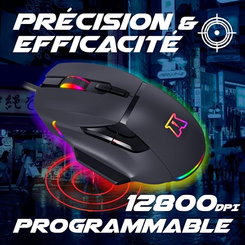 AKUMA Otaku M05 Gaming Mouse, 12800 DPI, 7 Buttons, RGB, Black