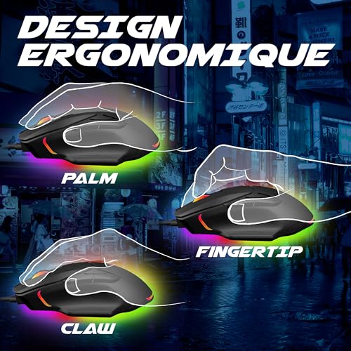 AKUMA Otaku M05 Gaming Mouse, 12800 DPI, 7 Buttons, RGB, Black
