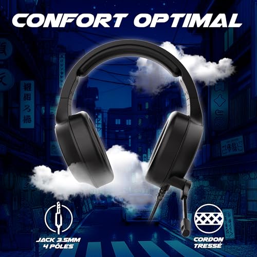 AKUMA SEINEN H02 - Casque Gaming avec Basses Profondes, Noir