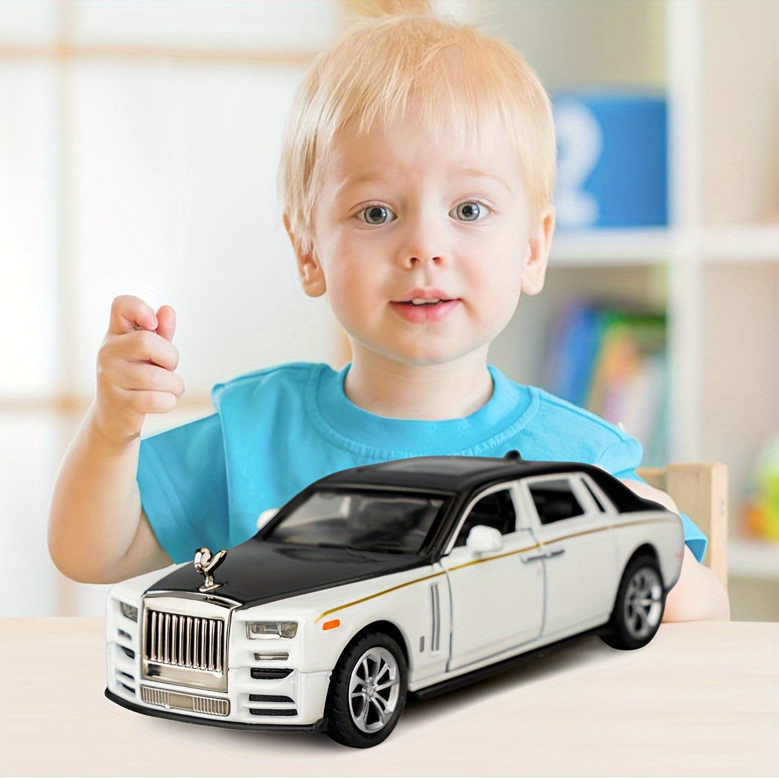 1:36 Phantom Die-Cast Toy Car – Pull Back, Sound & Light (White)