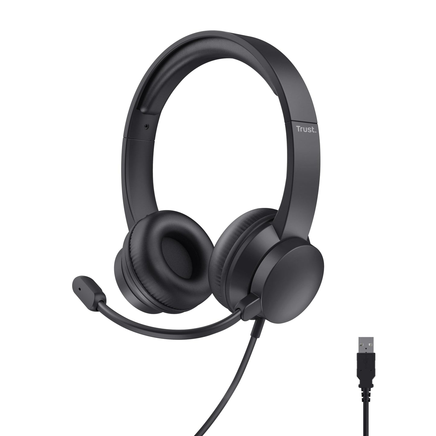 Trust USB On-Ear Headset - Lightweight, Adjustable, Flexible Mic