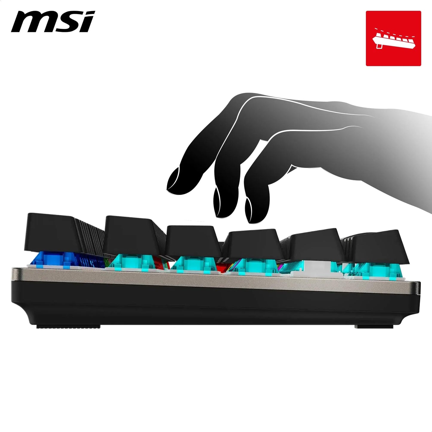 MSI FORGE GK310 Clavier Gaming Méca. RGB AZERTY, Switches Red, Capot Amovible