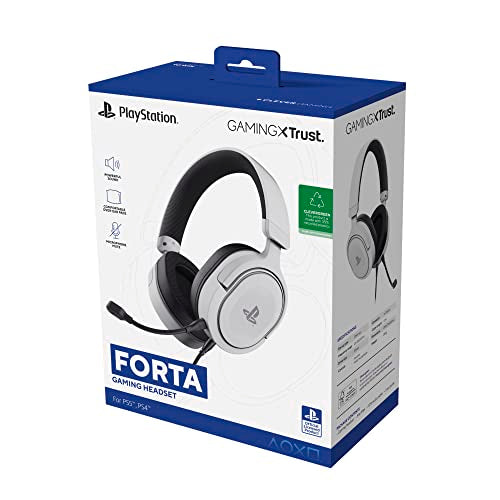 Trust GXT 498W Forta - Official PS5 Headset, Detachable Mic, White