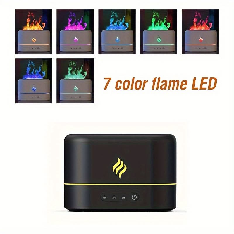 7-Color Flame Humidifier – USB Aromatherapy Diffuser for Travel & Home
