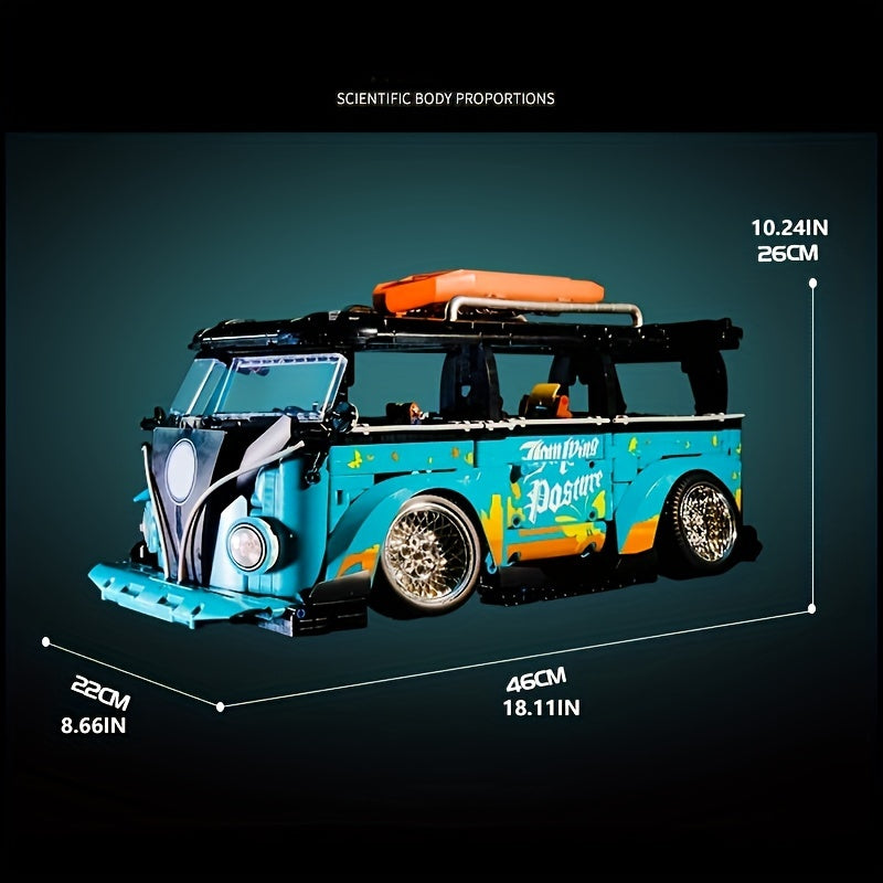 1:10 Modified T1 Camping Vehicle Block Model – High Difficulty Assembly Toy