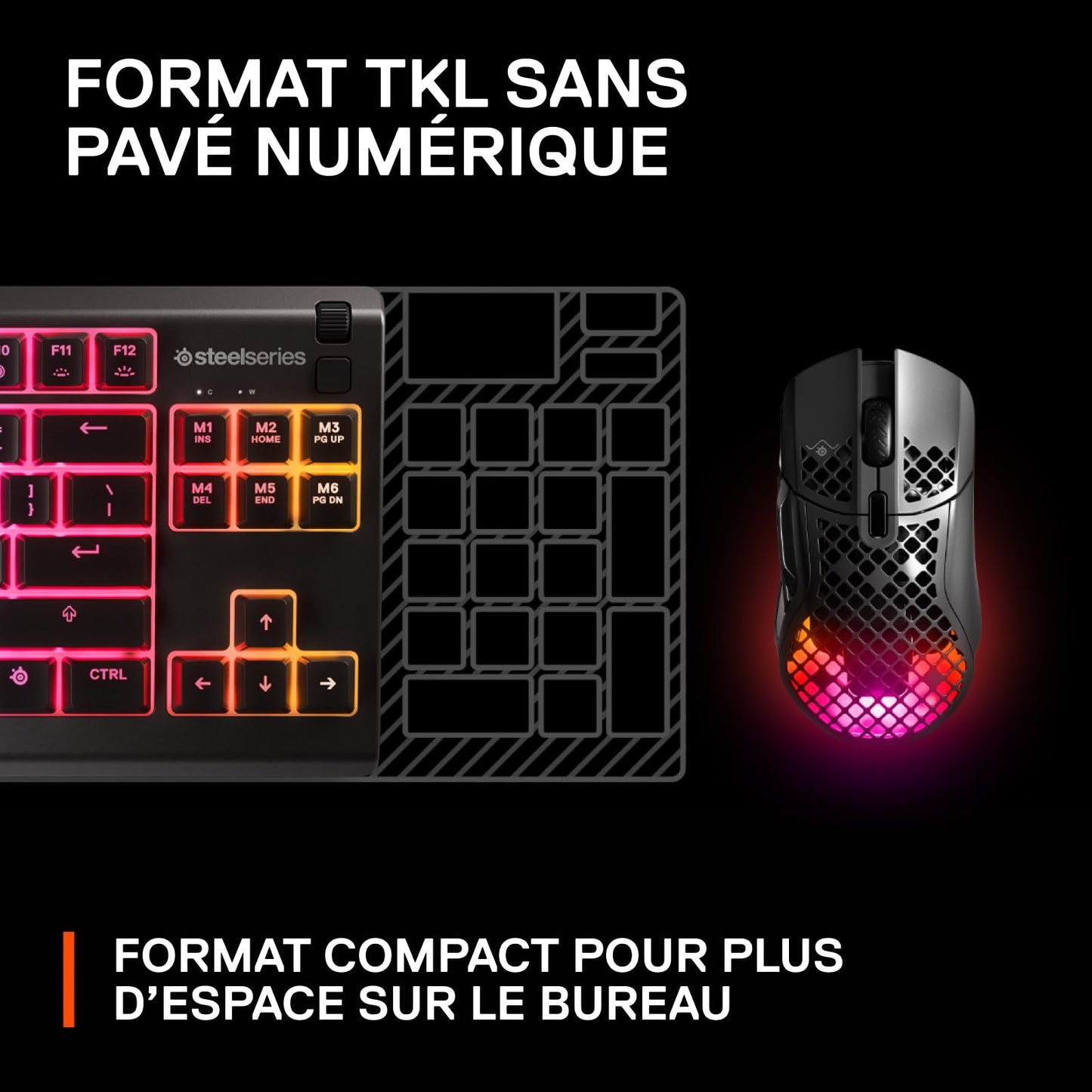 SteelSeries Apex 3 TKL Clavier Gaming AZERTY, RGB 8 Zones, Compact
