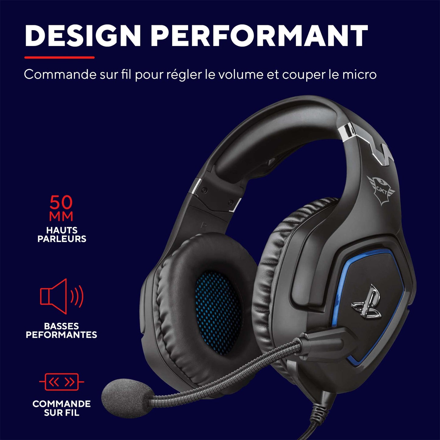 Trust GXT 488 Forze - Official PS4/PS5 Headset, Foldable Mic