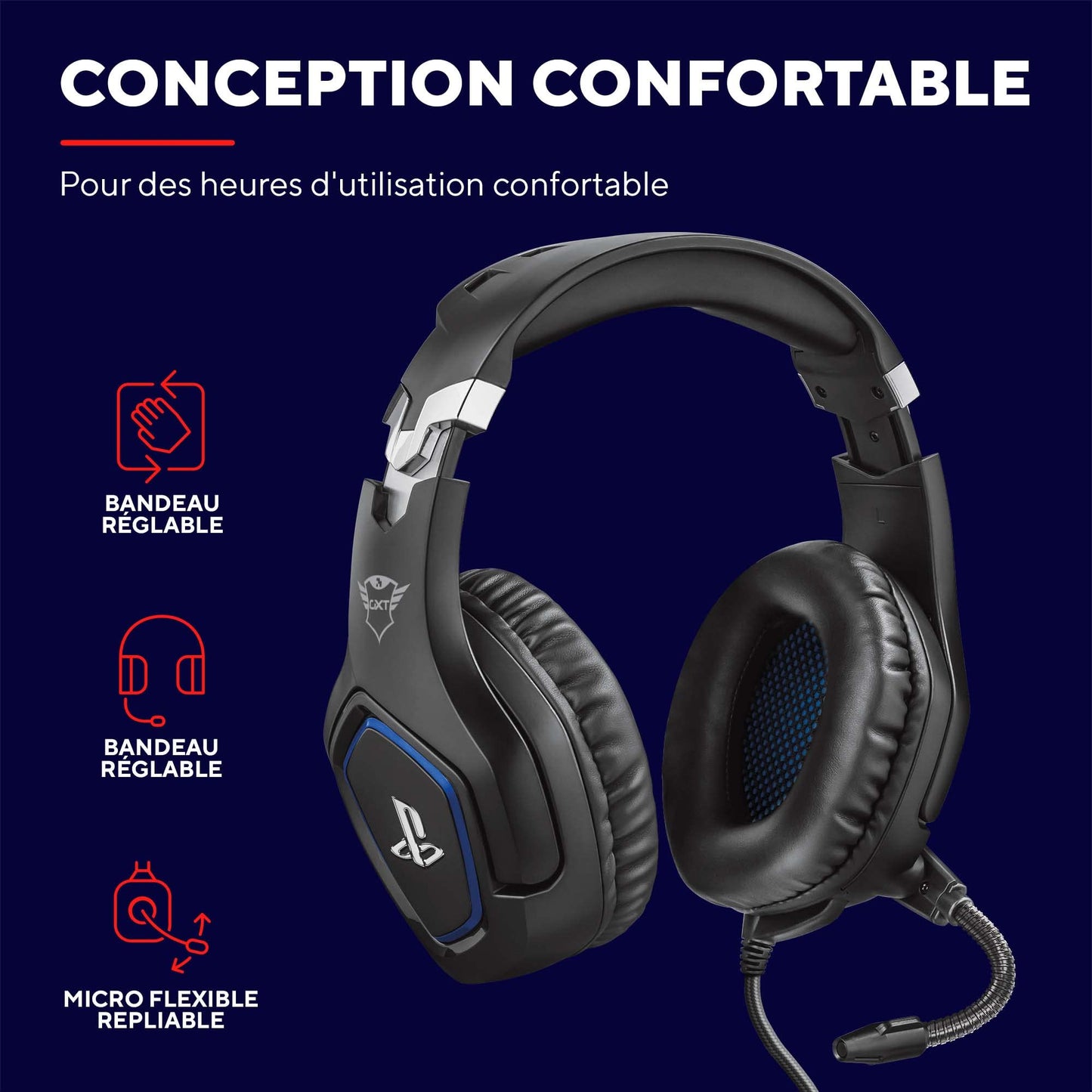 Trust GXT 488 Forze - Official PS4/PS5 Headset, Foldable Mic