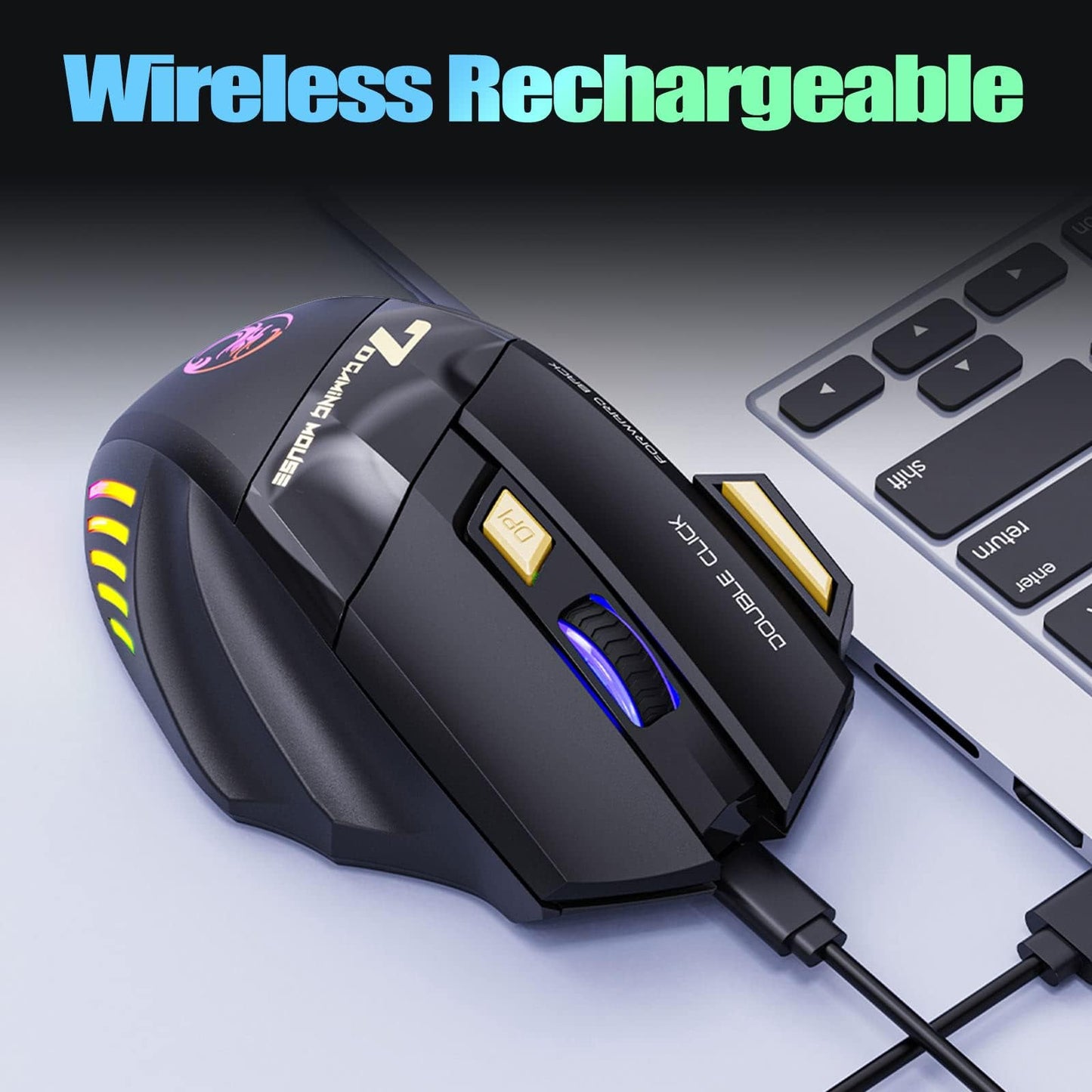 VEGCOO C8 Wireless Gaming Mouse, 4800 DPI, Rechargeable, Silent Click