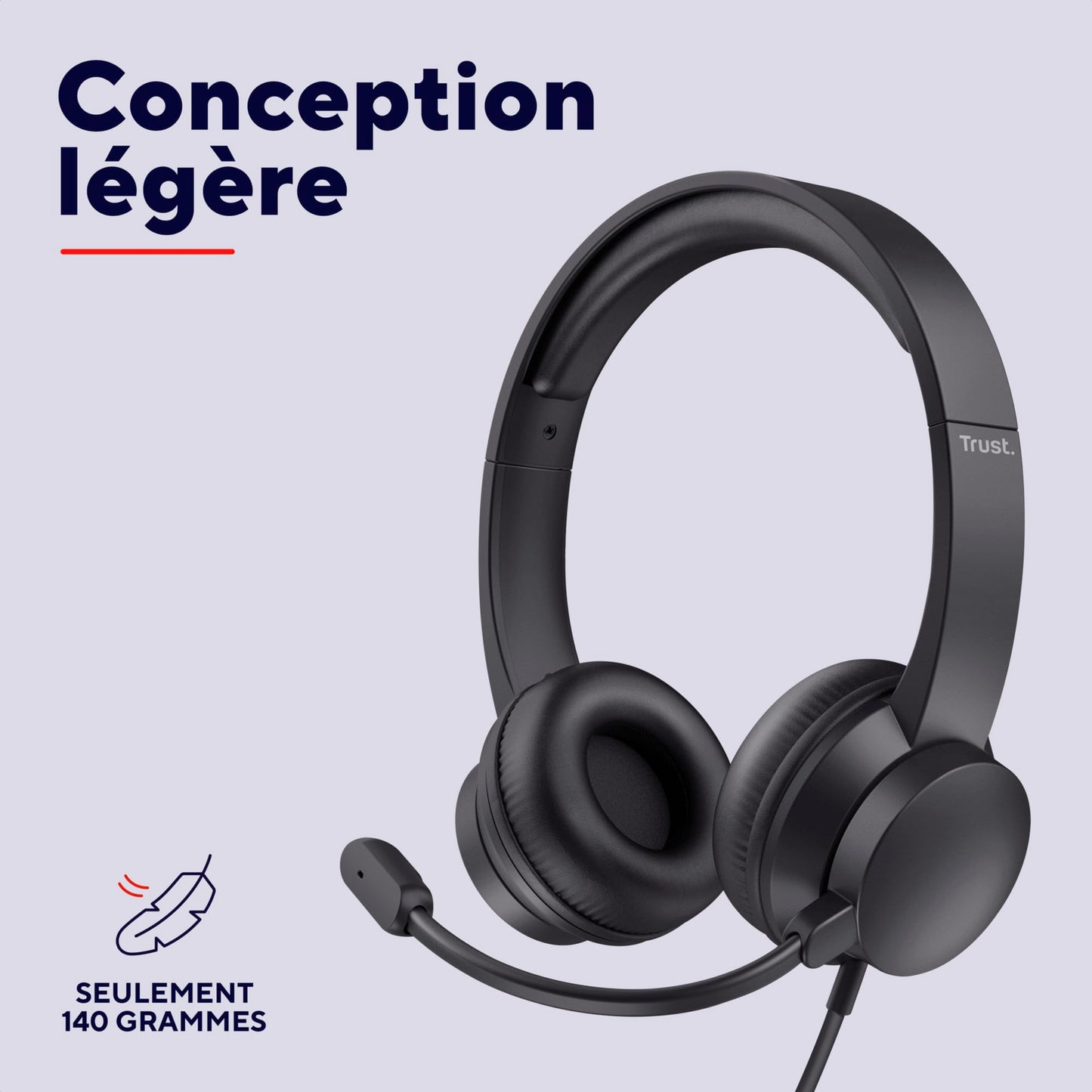 Trust USB On-Ear Headset - Lightweight, Adjustable, Flexible Mic
