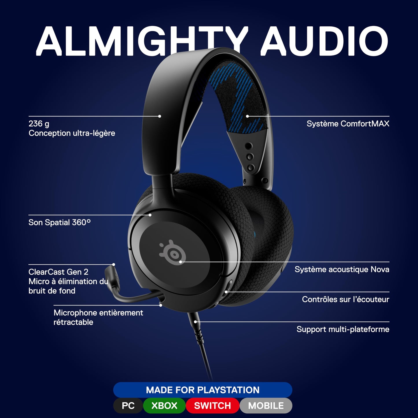 Arctis Nova 1P - Gaming Headset w/360° Spatial Sound, Black