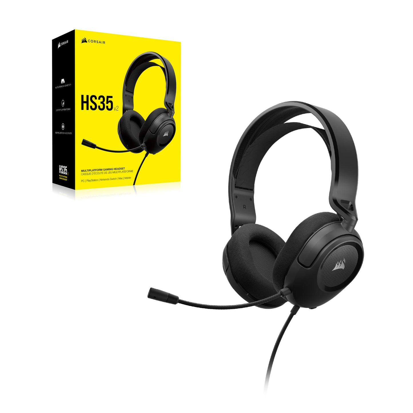 Corsair HS35 v2 - Wired Gaming Headset, Multiplatform, 3.5mm