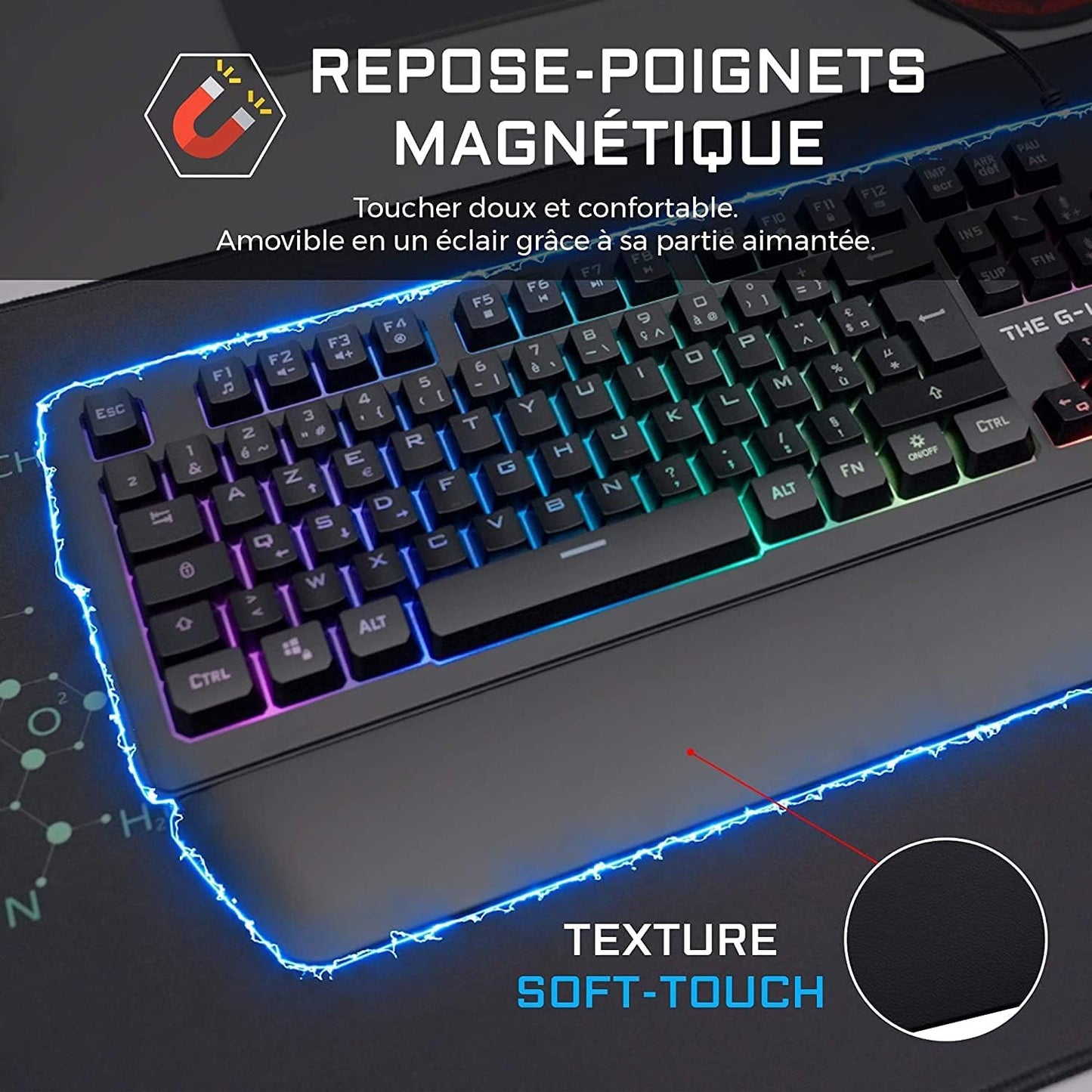 G-Lab Keyz Palladium Clavier Gamer AZERTY RGB, Magnétique, Anti-ghosting