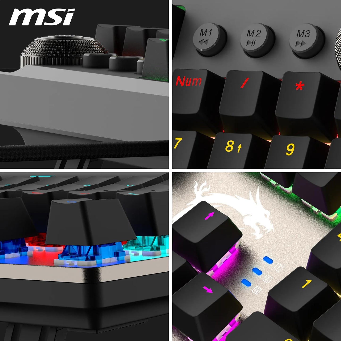 MSI FORGE GK310 Clavier Gaming Méca. RGB AZERTY, Switches Red, Capot Amovible