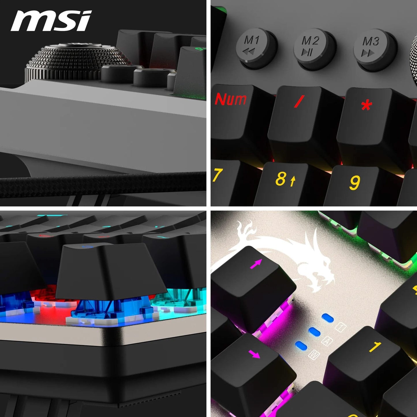 MSI FORGE GK310 Clavier Gaming Méca. RGB AZERTY, Switches Red, Capot Amovible