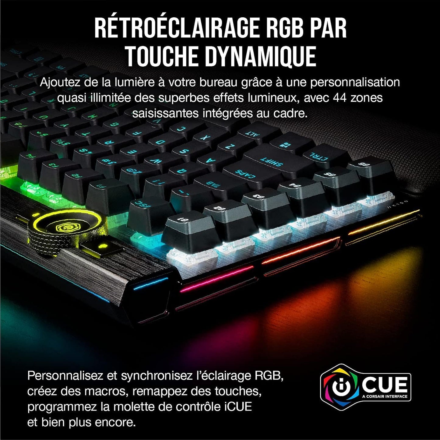 Corsair K100 RGB Clavier Gaming - Switch OPX, AZERTY, Touches PBT, Stream Deck