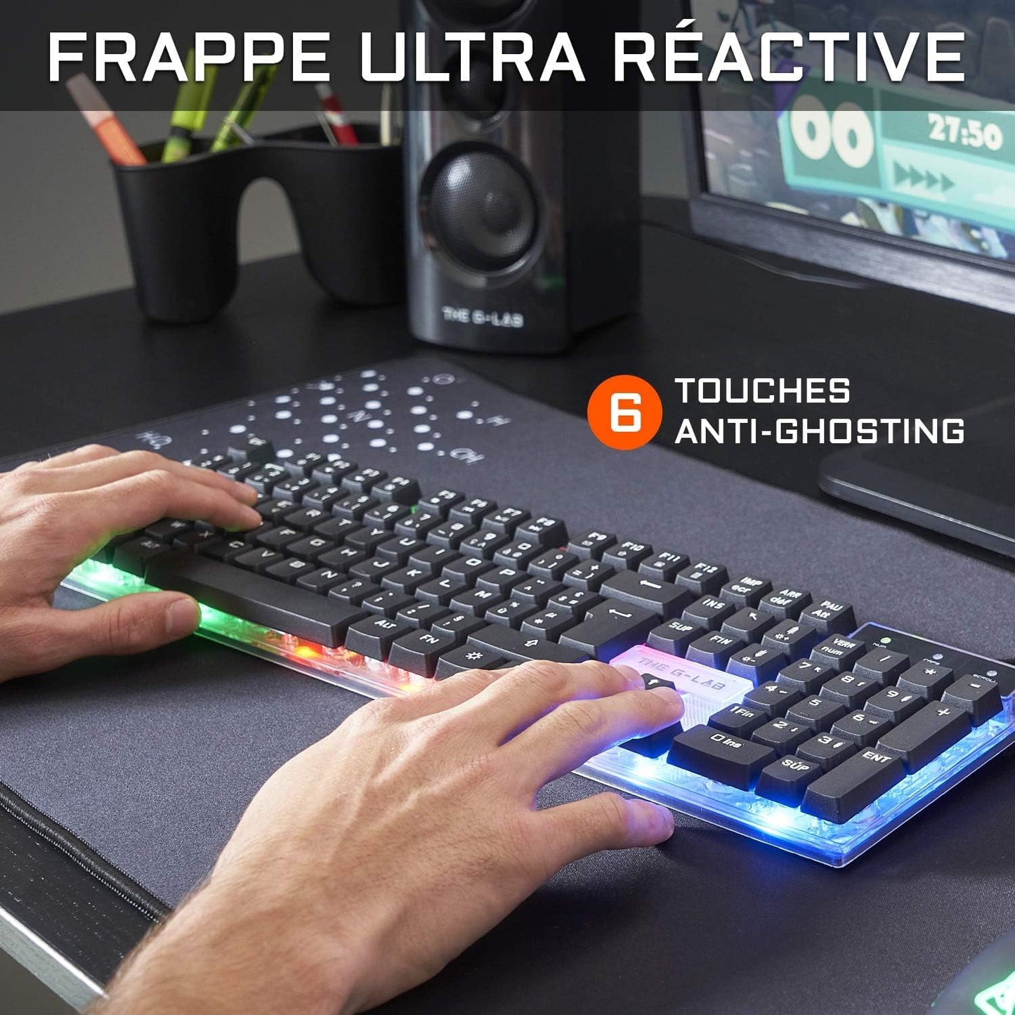G-LAB Combo Yttrium Pack Gaming AZERTY RGB - Clavier 105T, Souris 2400DPI