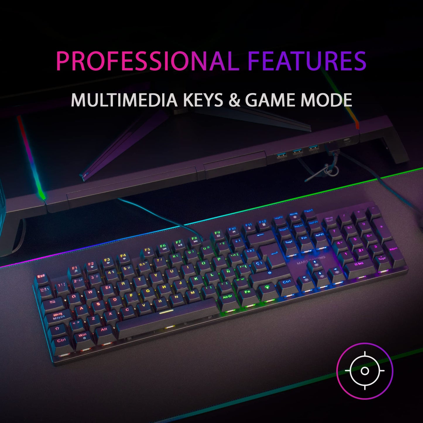 Mars Gaming MK422 RGB Mechanical Keyboard, Brown Switch, US