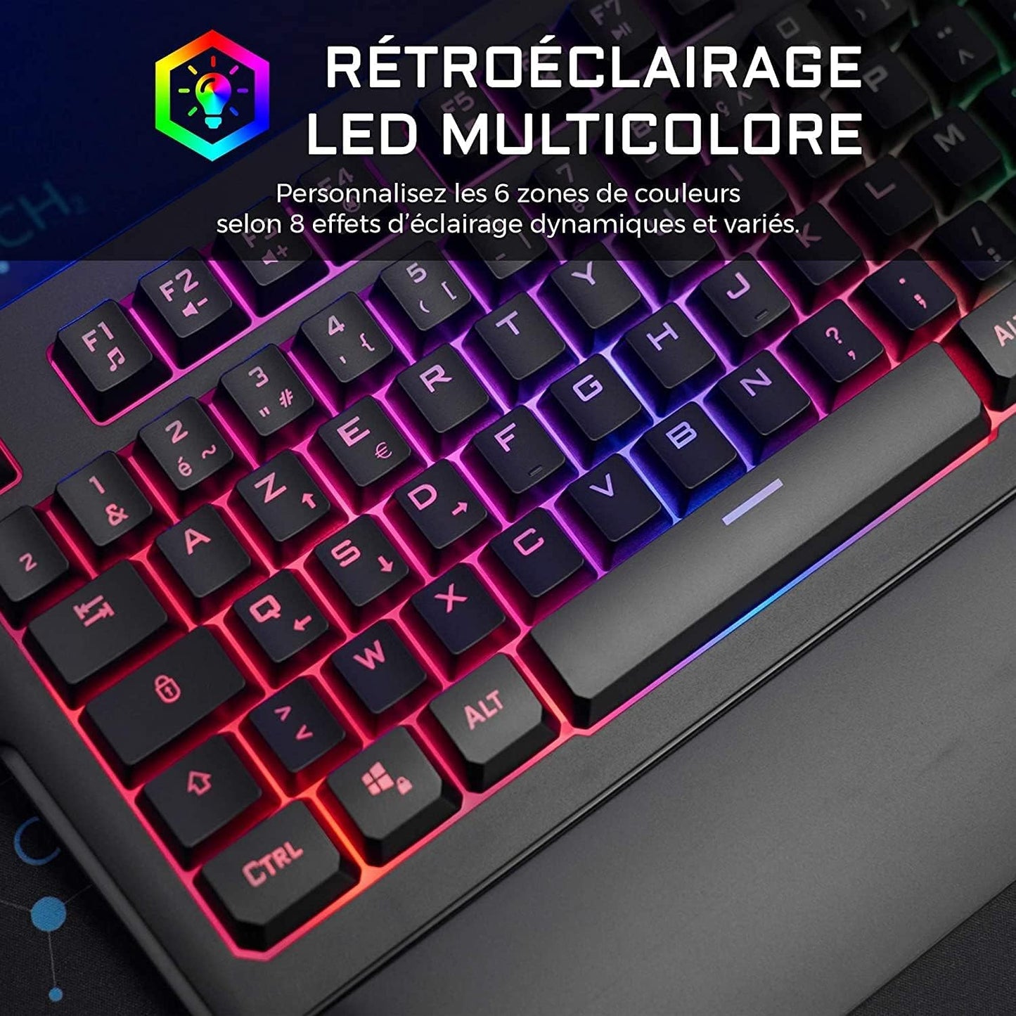 G-Lab Keyz Palladium Clavier Gamer AZERTY RGB, Magnétique, Anti-ghosting
