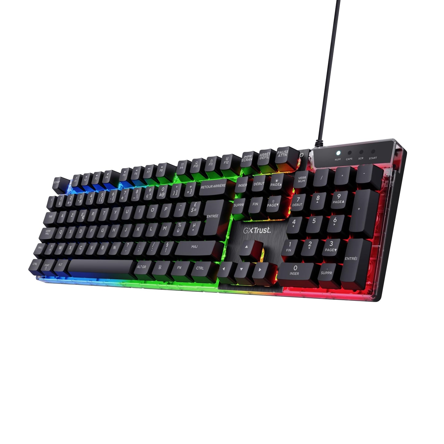 Trust GXT 835 Clavier Gamer AZERTY RGB, Membrane, Anti-ghosting, USB