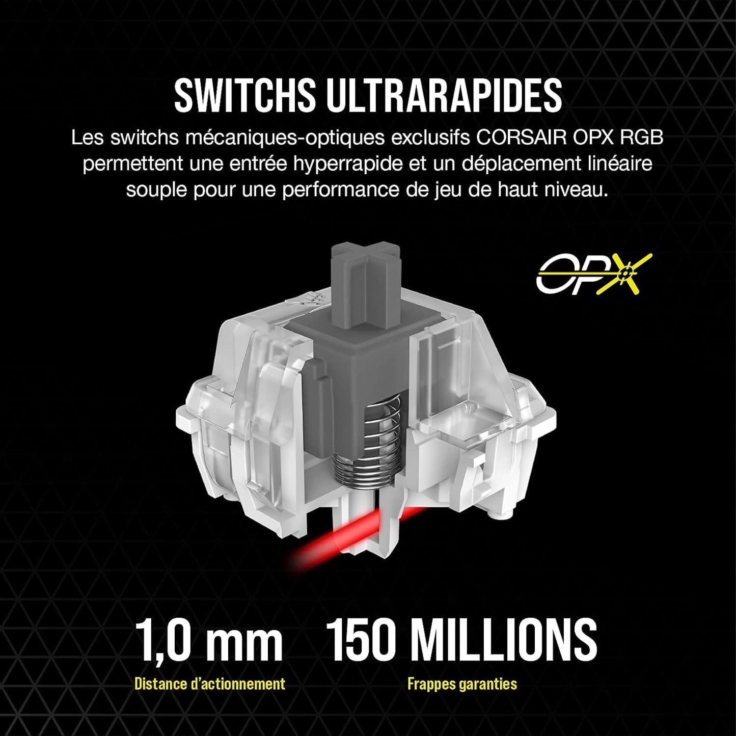 Corsair K100 RGB Clavier Gaming - Switch OPX, AZERTY, Touches PBT, Stream Deck