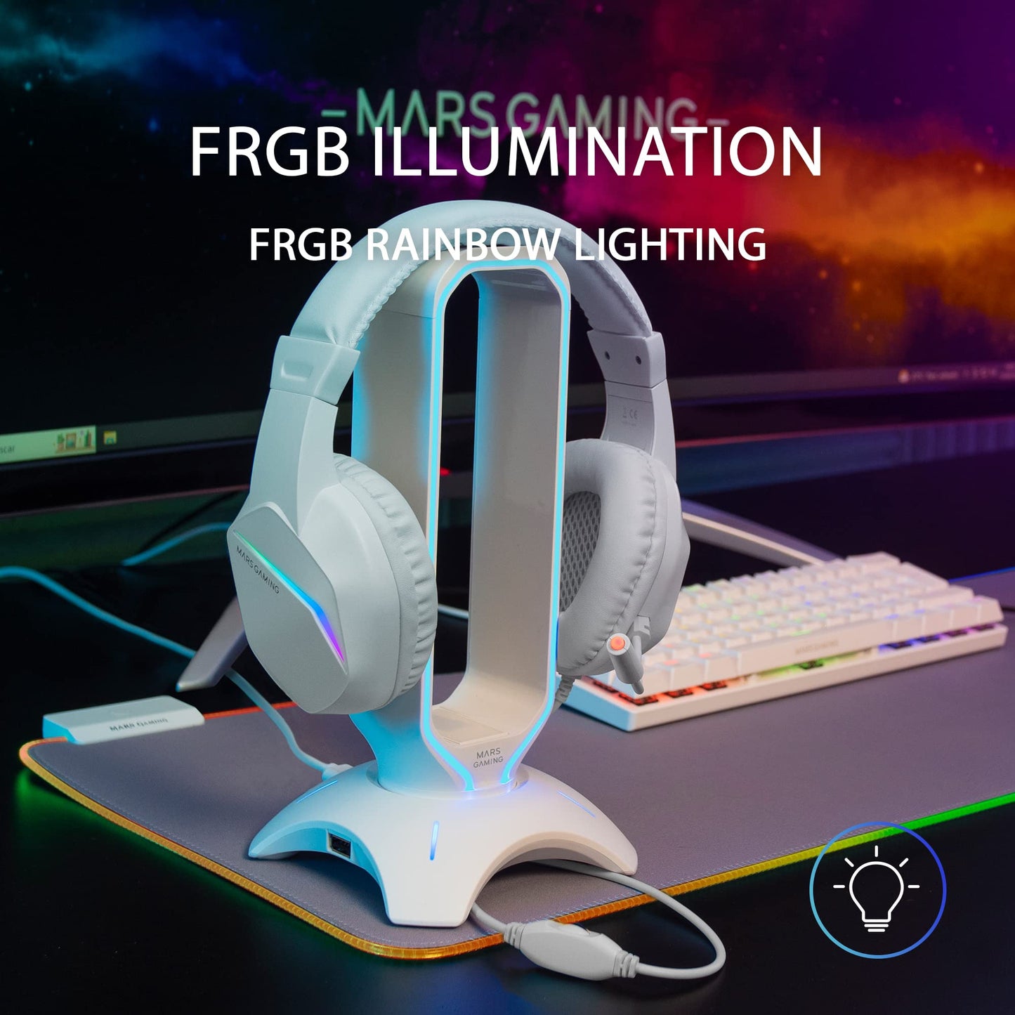 Mars Gaming MH122W - FRGB Headset w/HiFi Sound, Noise Cancelling