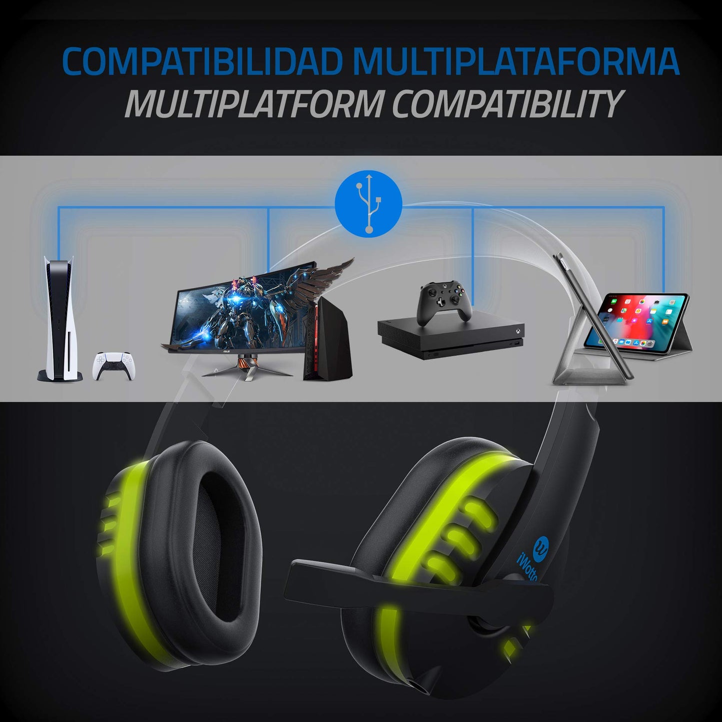 iWotto Gaming Headset - Noise Cancelling, Comfortable, Sound Control