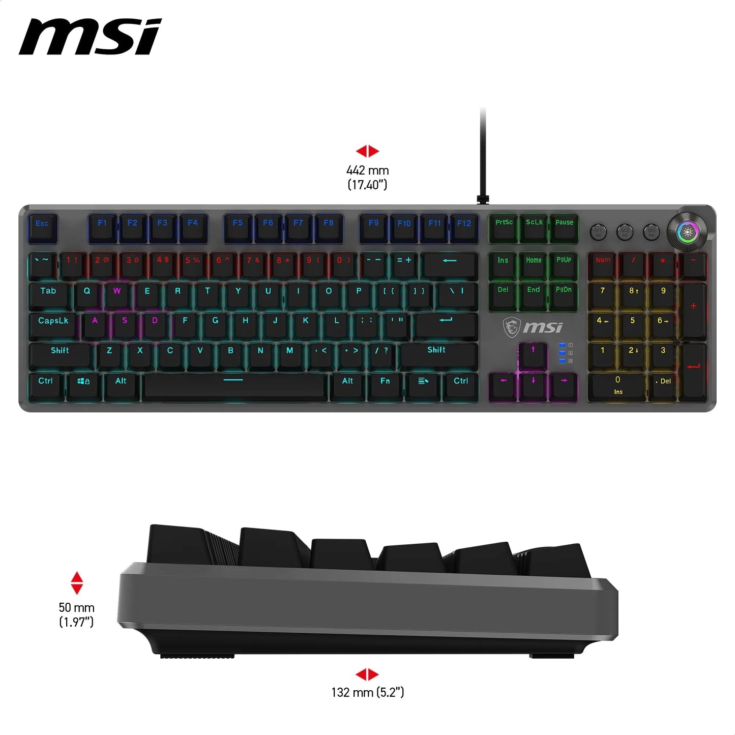 MSI FORGE GK310 Clavier Gaming Méca. RGB AZERTY, Switches Red, Capot Amovible