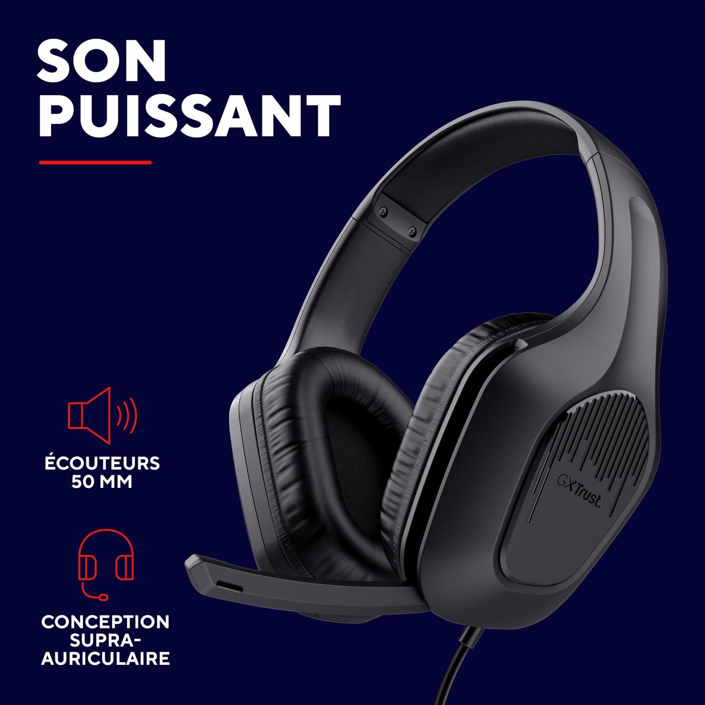 Trust GXT 418 Rayne - Gaming Headset, 50mm, 3.5mm, 2m Cable