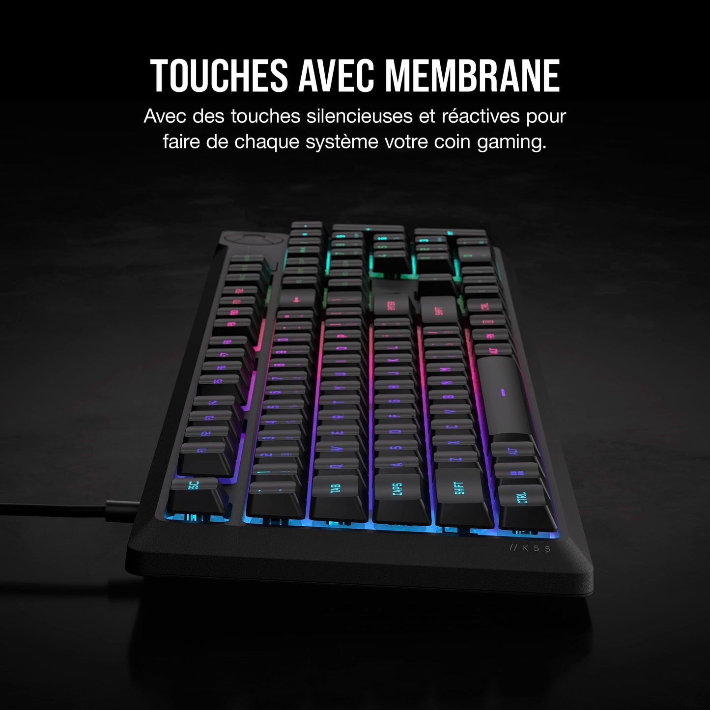 Corsair K55 Core Clavier Gaming AZERTY, RGB 10 Zones, Compatible iCUE