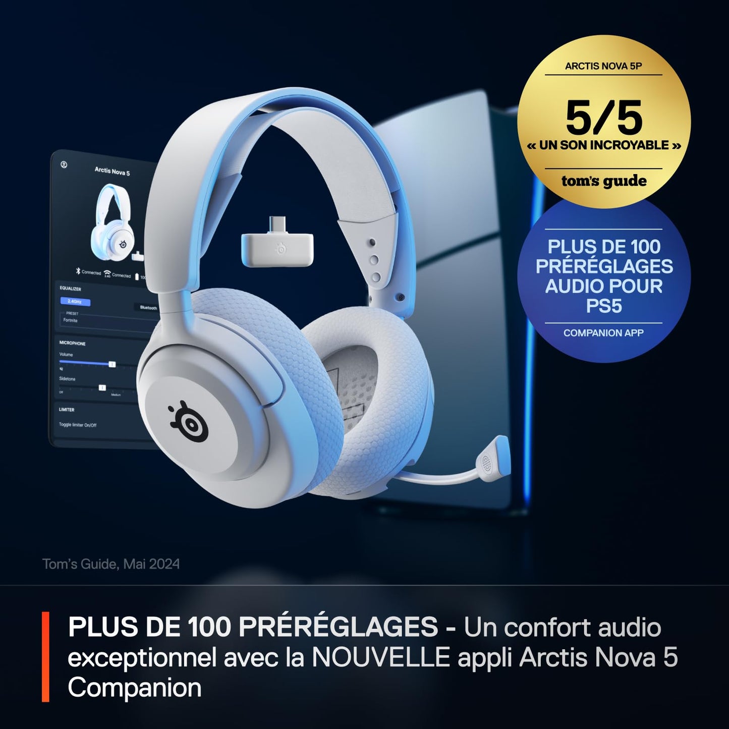 SteelSeries Arctis Nova 5P - Wireless Gaming Headset, 60h, 2.4GHz/BT