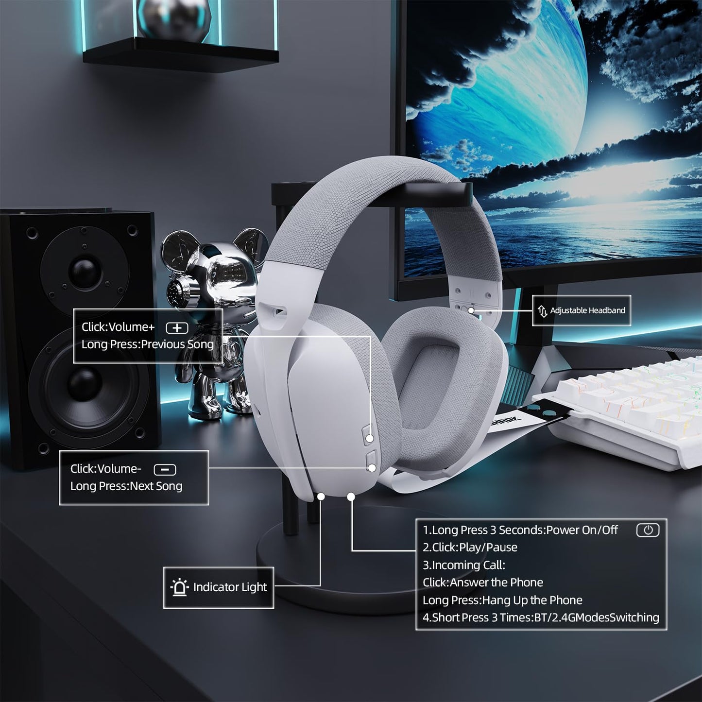 ATTACK SHARK L80PRO - Wireless Gaming Headset, 3D Surround, 20ms