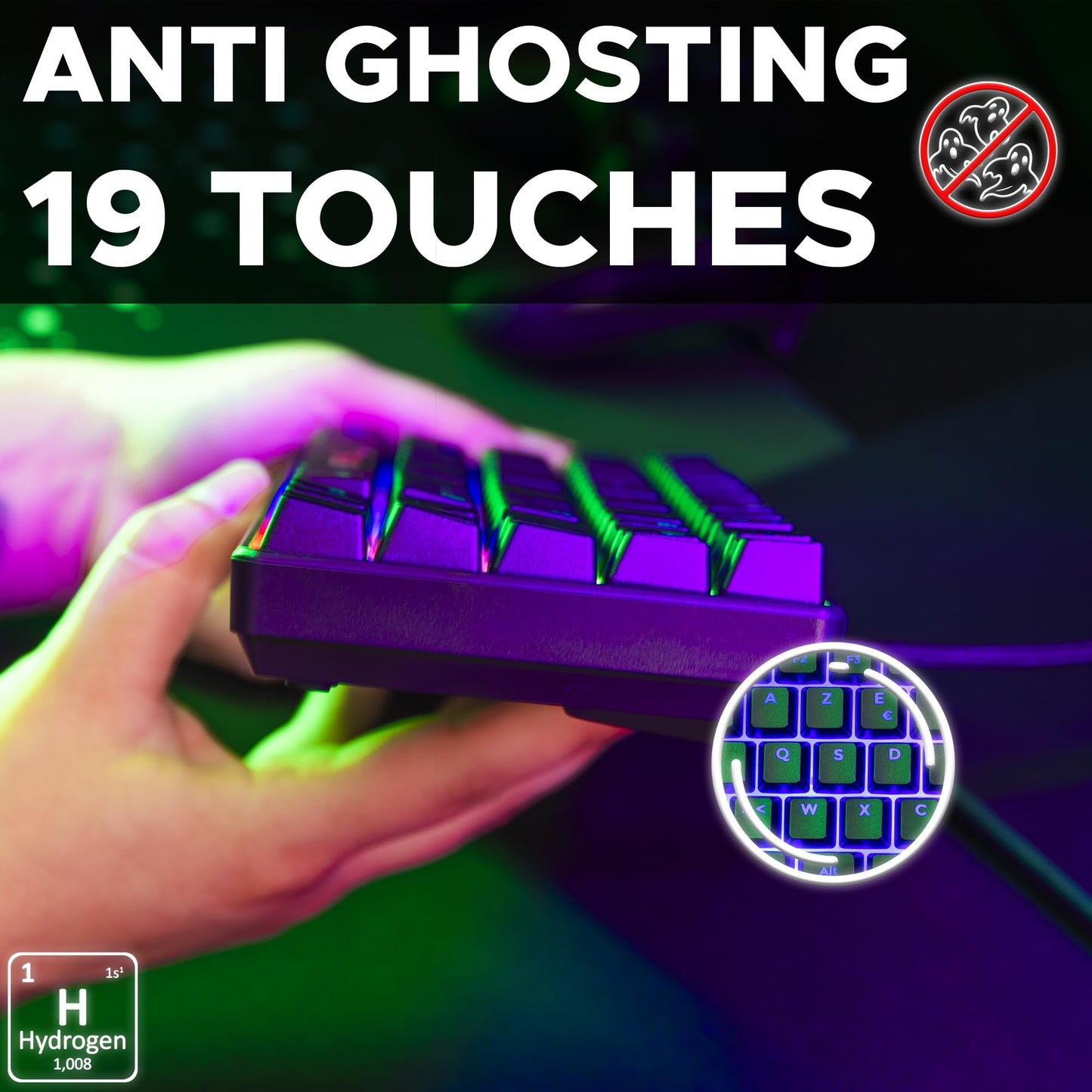 G-LAB Keyz Hydrogen - Compact 60% Keyboard, Semi-Mechanical, RGB