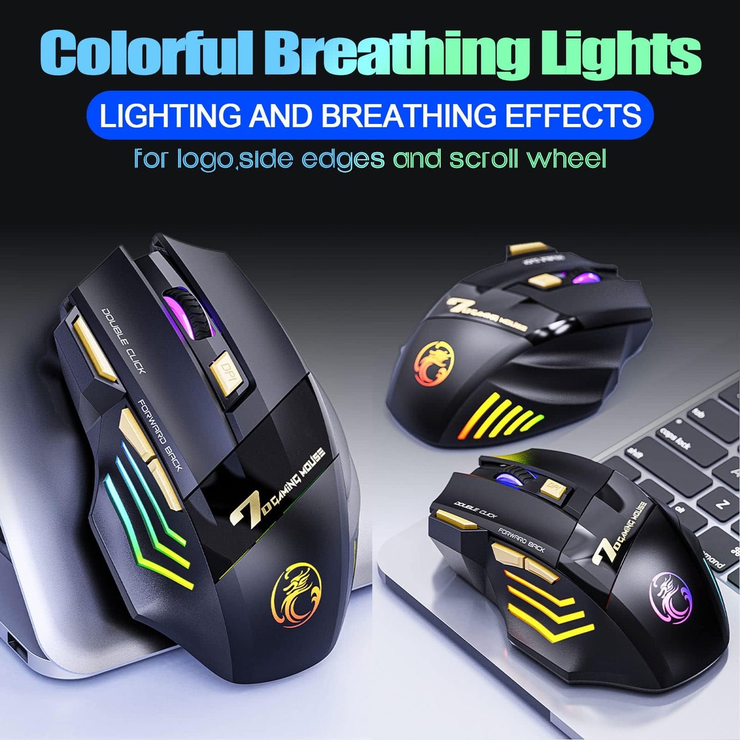 VEGCOO C8 Wireless Gaming Mouse, 4800 DPI, Rechargeable, Silent Click