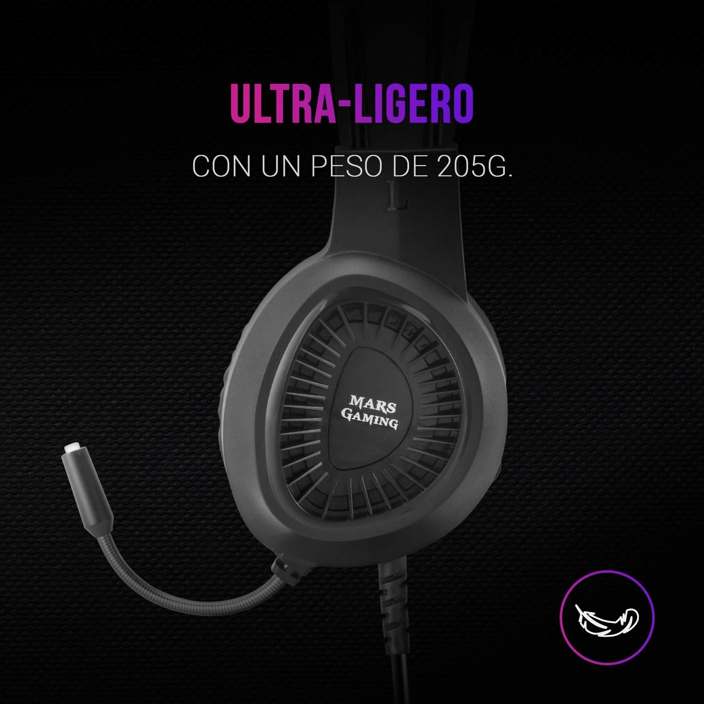 MARSGAMING MH120 - Gaming Headset w/Flex Mic, Airtech Black