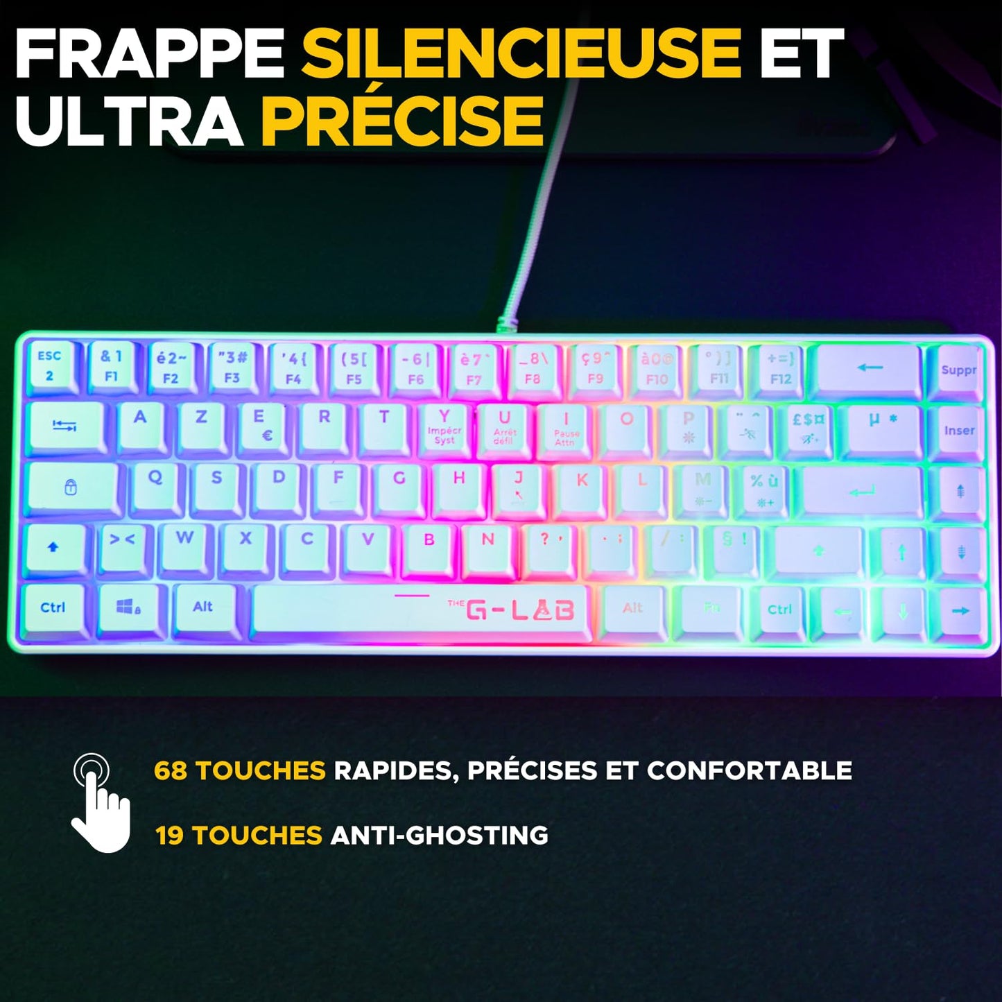 G-Lab Hydrogen Pack – Compact RGB Keyboard + 6200 DPI Mouse, White