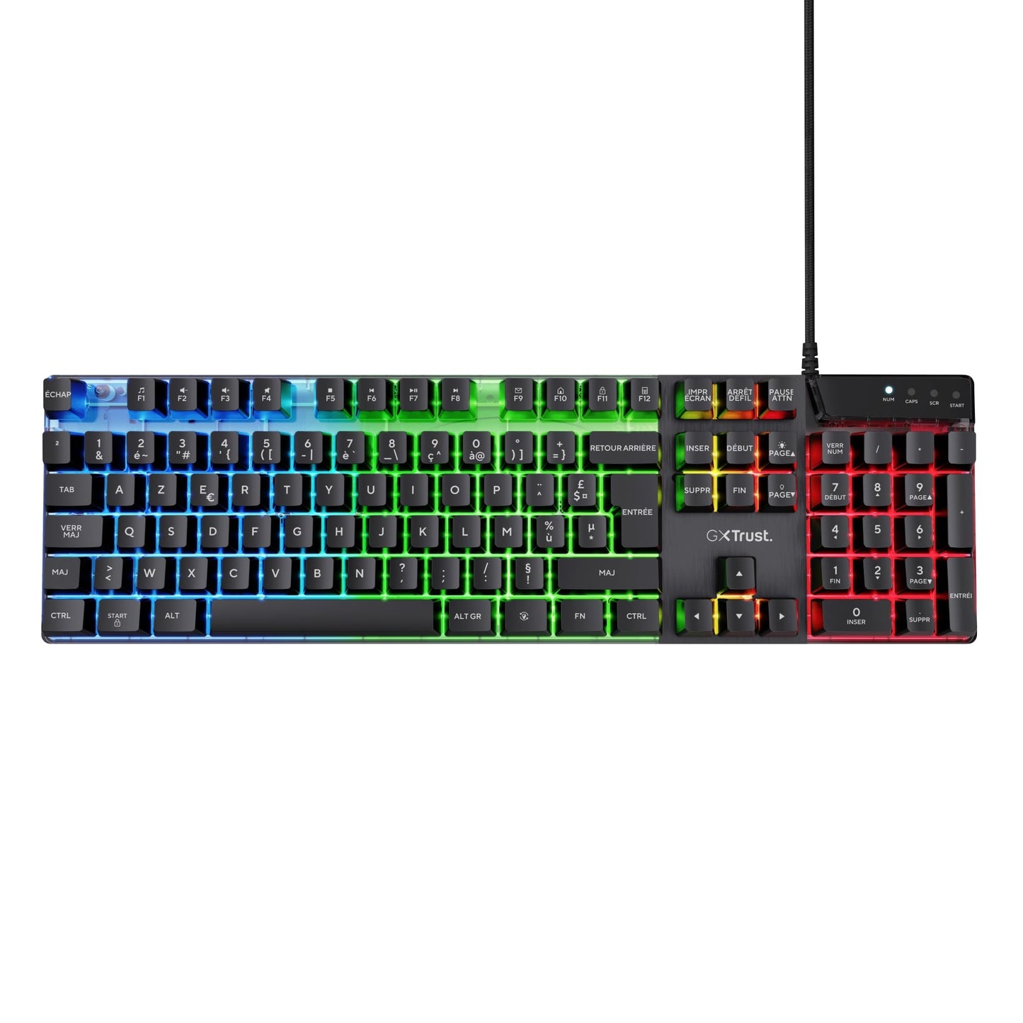 Trust GXT 835 Clavier Gamer AZERTY RGB, Membrane, Anti-ghosting, USB