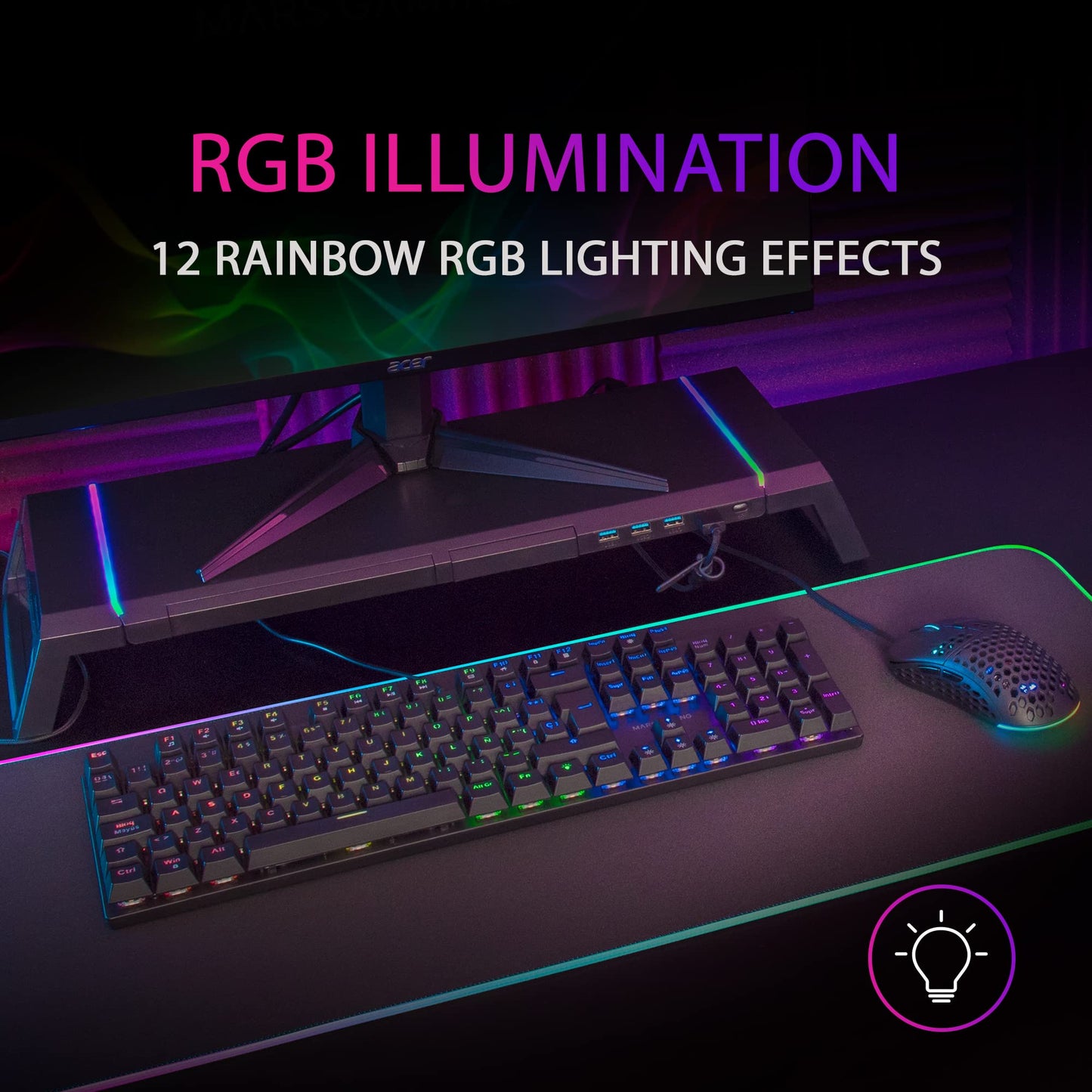 Mars Gaming MK422 RGB Mechanical Keyboard, Brown Switch, US