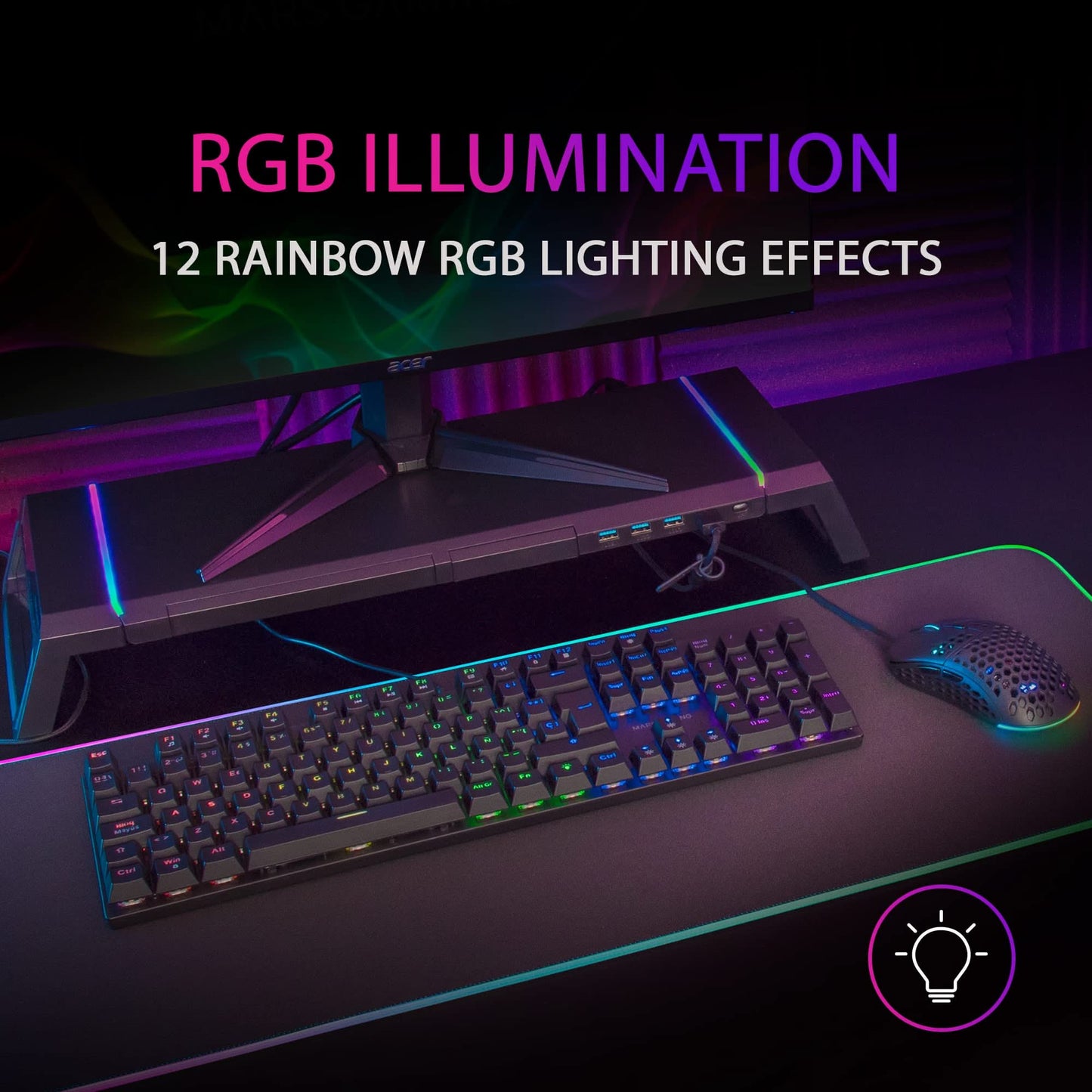 Mars Gaming MK422 RGB Mechanical Keyboard, Brown Switch, US