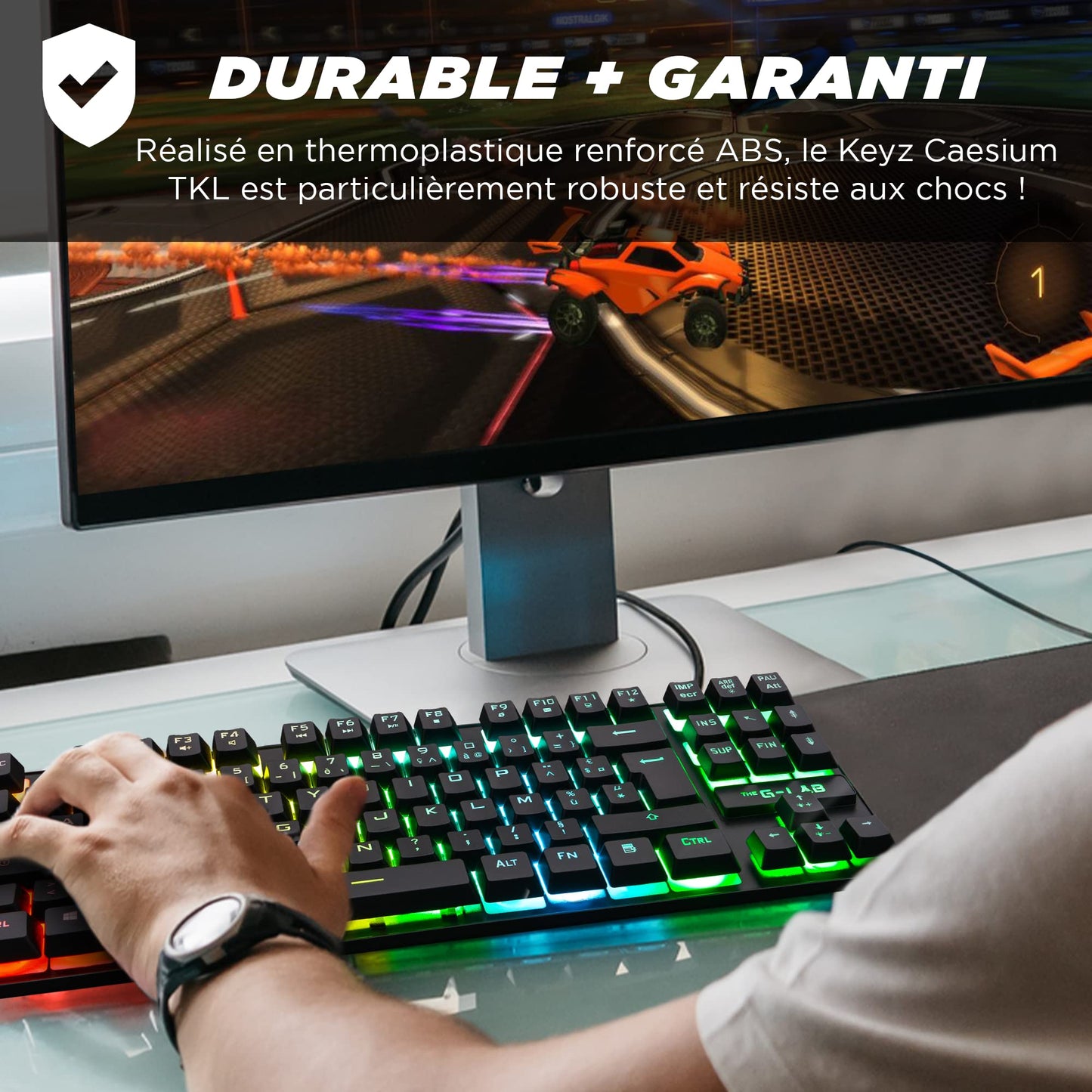 G-Lab Keyz Caesium TKL Clavier Gamer AZERTY, RGB, 87 Touches – Noir