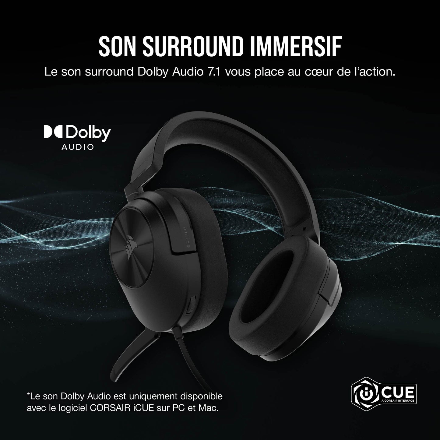 Corsair HS55 - Wired Gaming Headset, 7.1 Surround, Lightweight