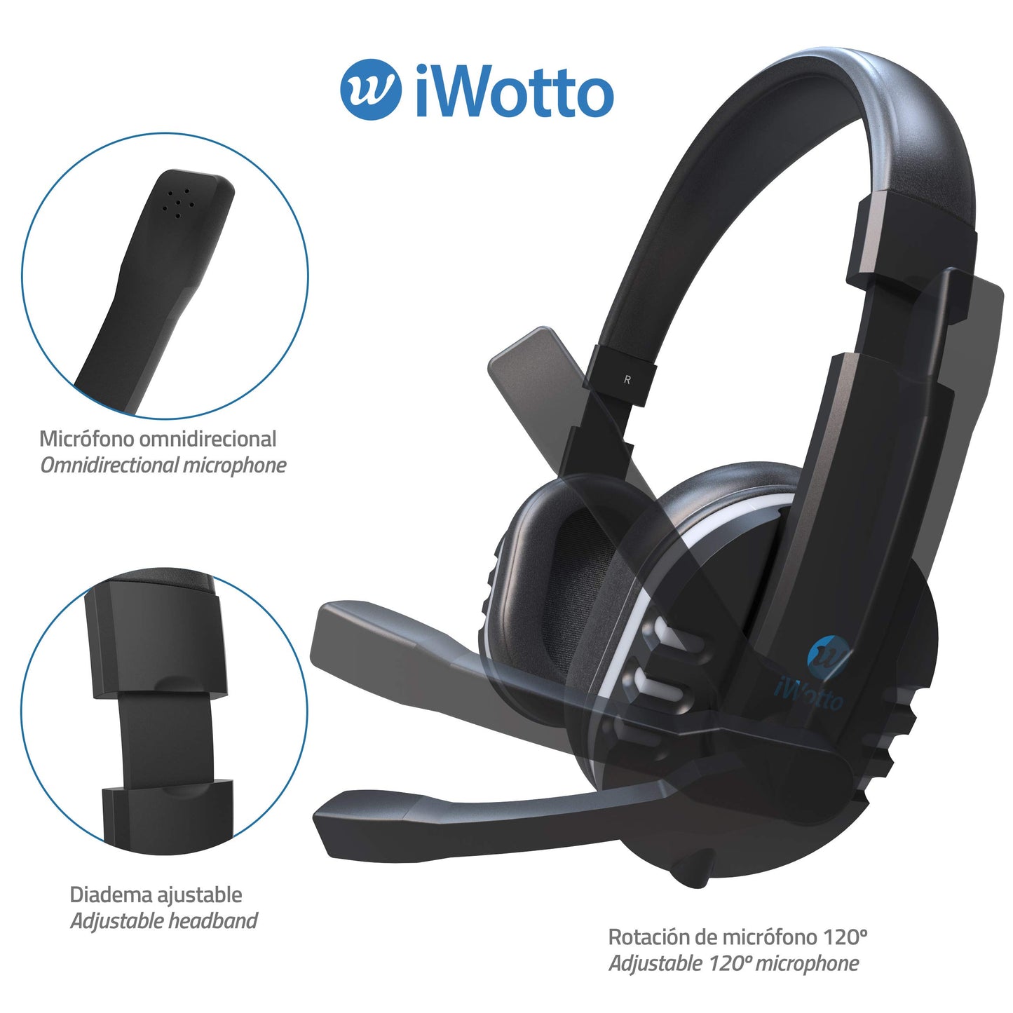 iWotto Gaming Headset - Noise Cancelling, Comfortable, Sound Control