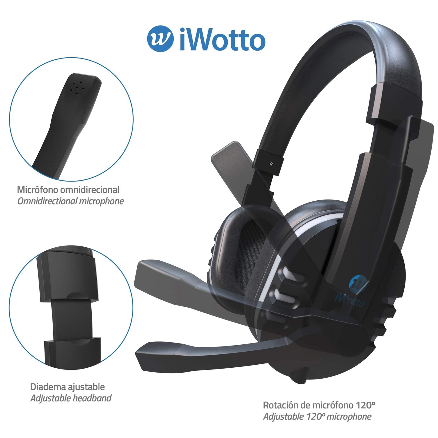 iWotto Gaming Headset - Noise Cancelling, Comfortable, Sound Control