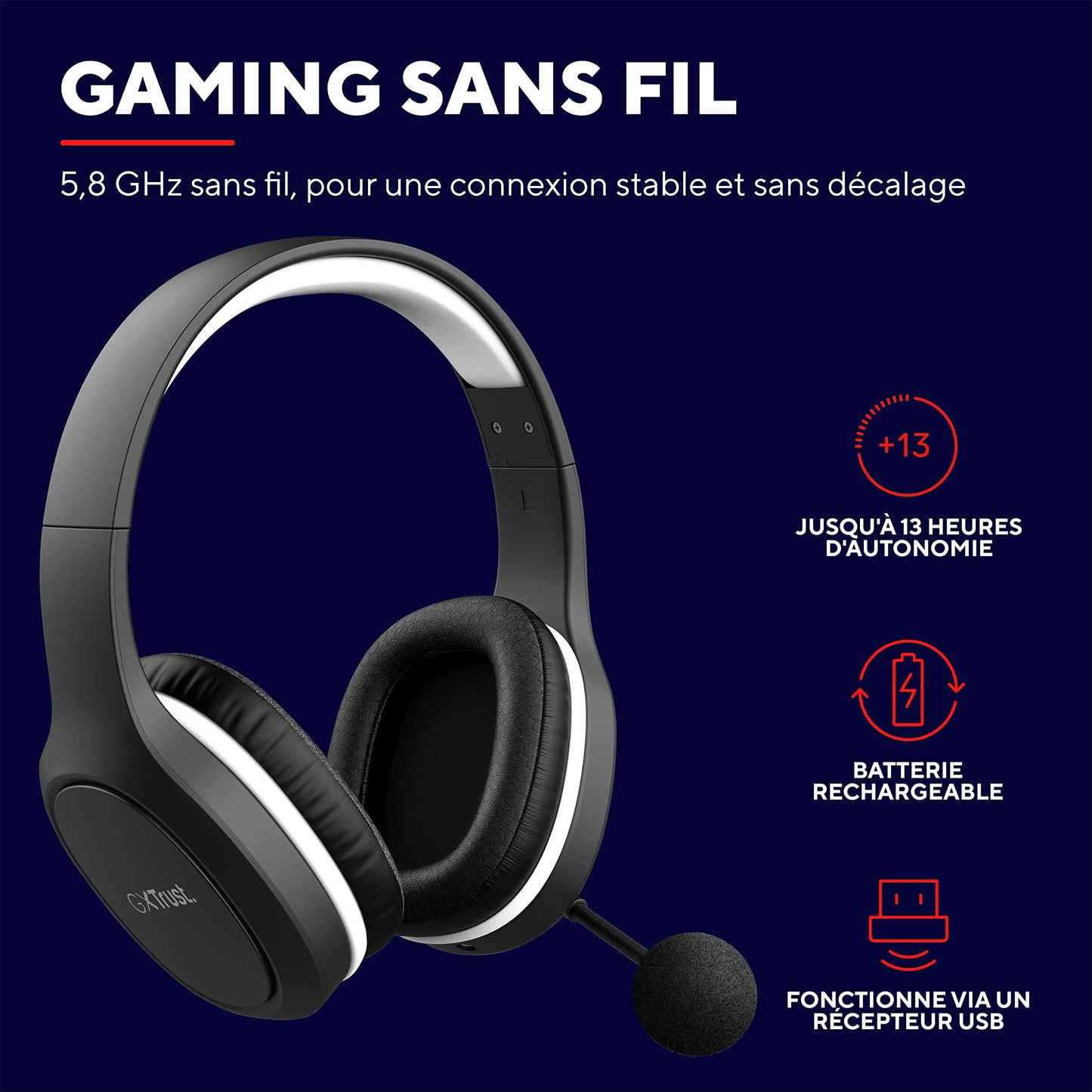 Trust GXT 391 Thian - PS5/PC Wireless Headset, USB Dongle, Mic