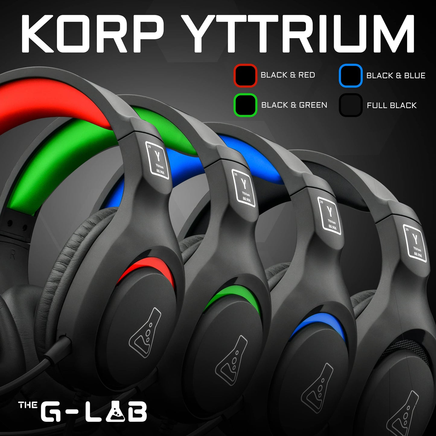 G-Lab Korp Yttrium - Gaming Headset for PC/PS5/Xbox, Stereo Bass